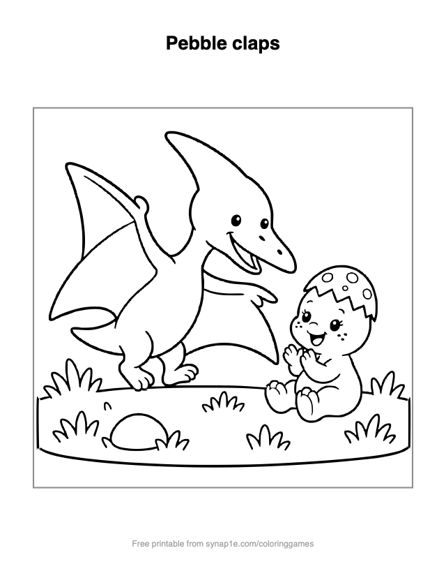 Pebble claps — free printable dinosaurs coloring page