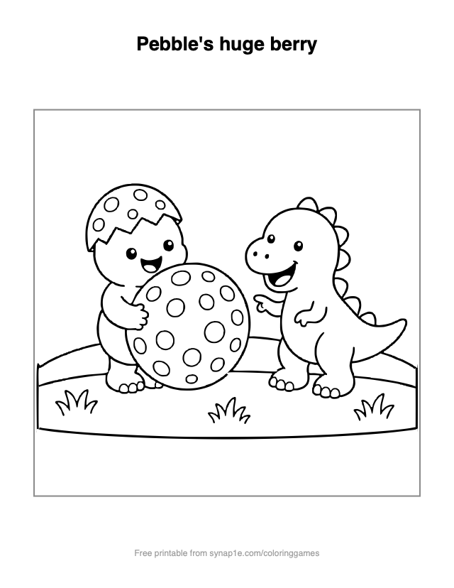 Pebble's huge berry — free printable dinosaurs coloring page