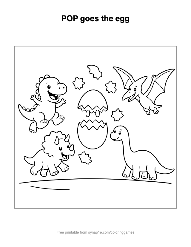 POP goes the egg — free printable dinosaurs coloring page