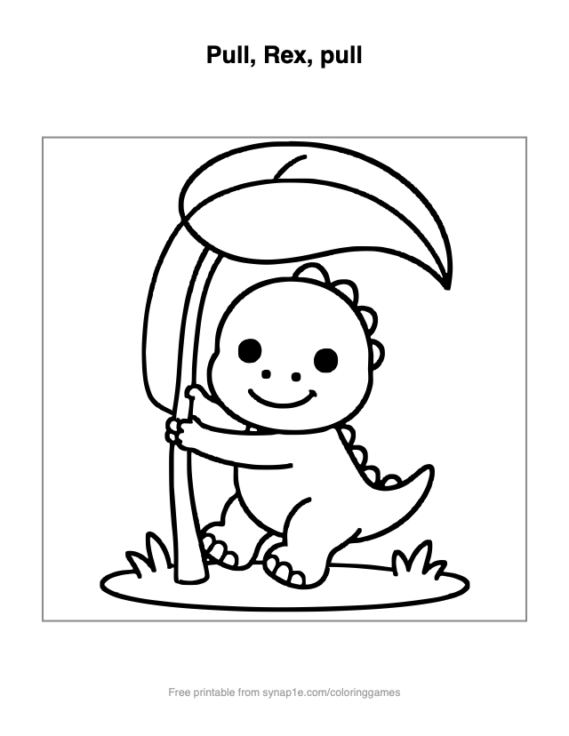 Pull, Rex, pull — free printable dinosaurs coloring page