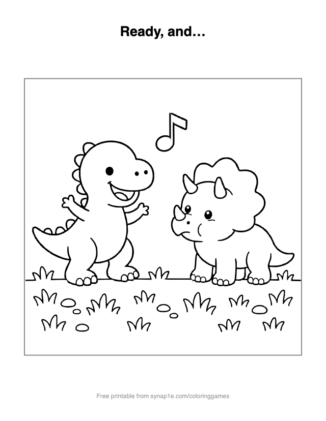 Ready, and… — free printable dinosaurs coloring page