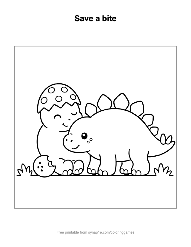 Save a bite — free printable dinosaurs coloring page