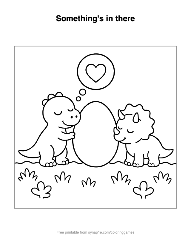 Something's in there — free printable dinosaurs coloring page