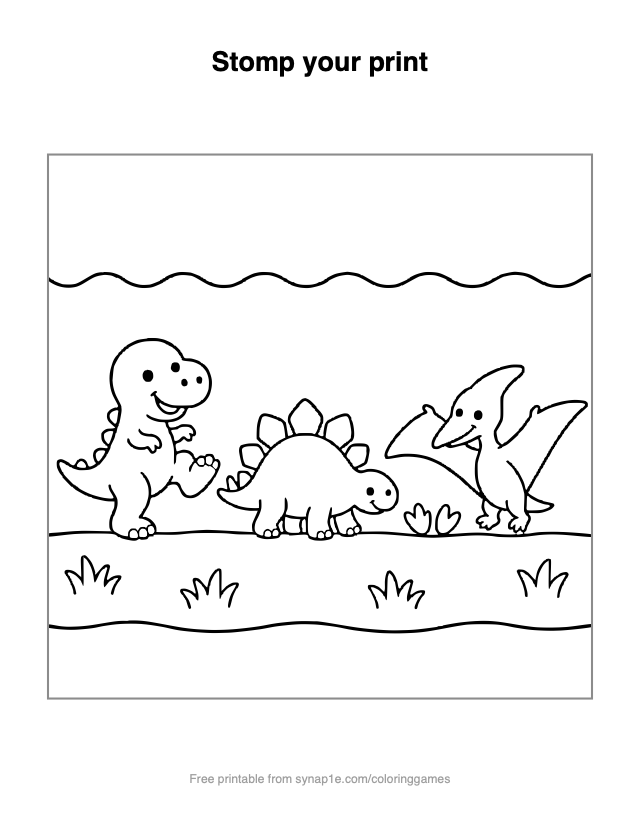 Stomp your print — free printable dinosaurs coloring page