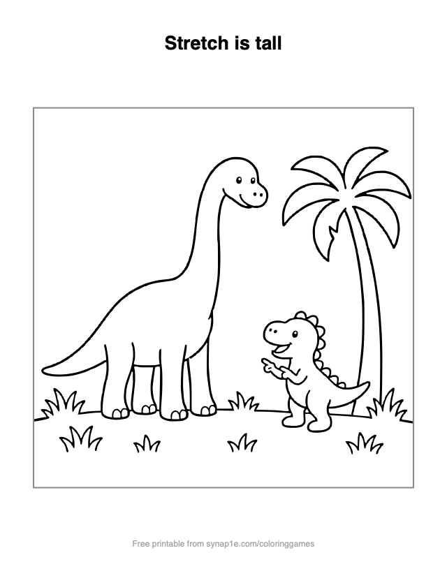 Stretch is tall — free printable dinosaurs coloring page