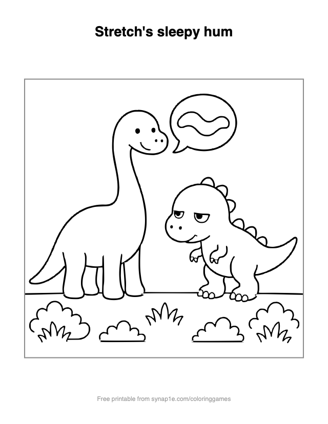 Stretch's sleepy hum — free printable dinosaurs coloring page