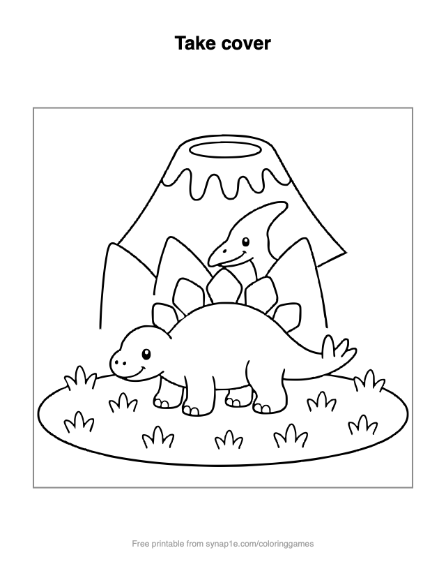 Take cover — free printable dinosaurs coloring page