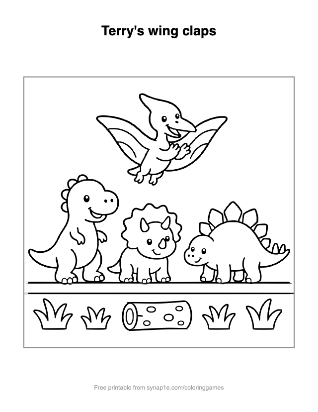 Terry's wing claps — free printable dinosaurs coloring page