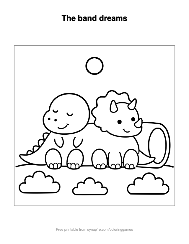 The band dreams — free printable dinosaurs coloring page