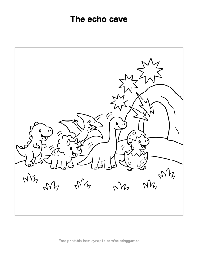 The echo cave — free printable dinosaurs coloring page