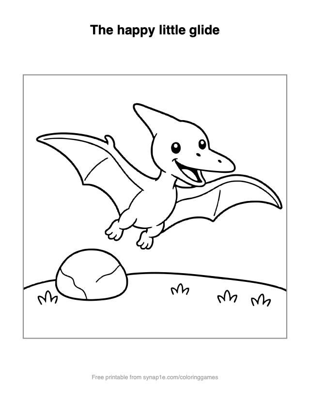 The happy little glide — free printable dinosaurs coloring page