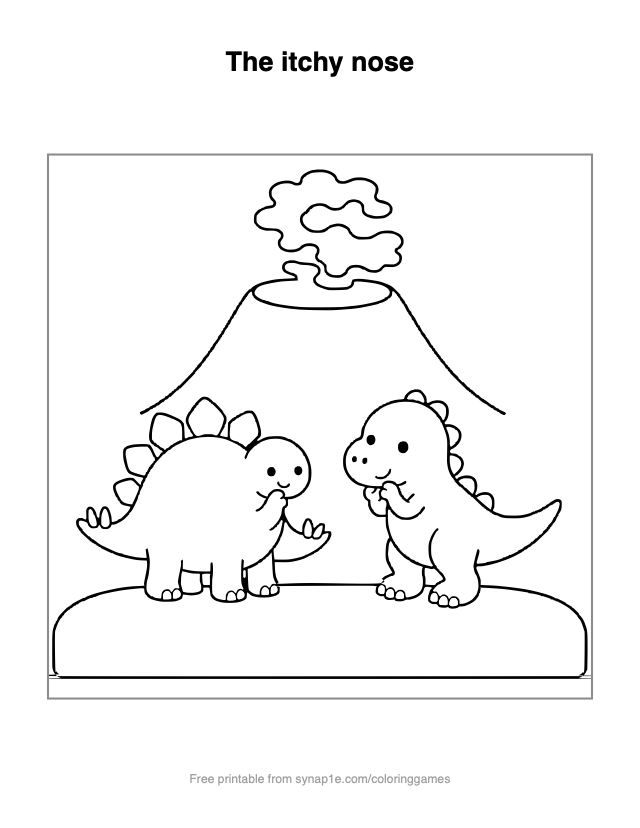 The itchy nose — free printable dinosaurs coloring page