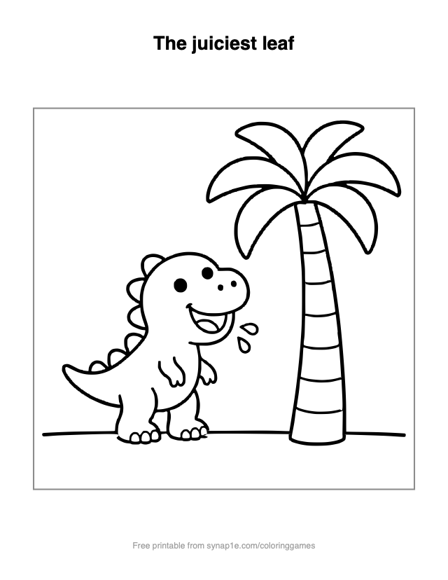 The juiciest leaf — free printable dinosaurs coloring page