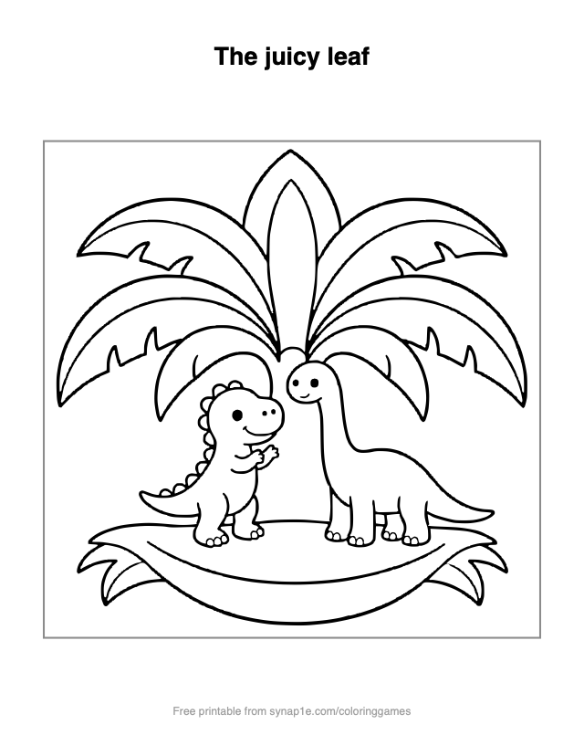 The juicy leaf — free printable dinosaurs coloring page