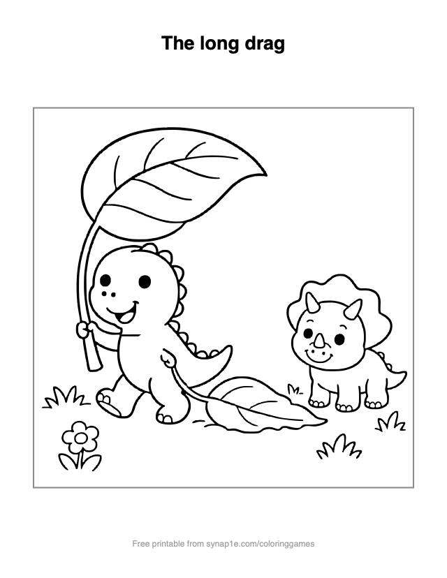 The long drag — free printable dinosaurs coloring page