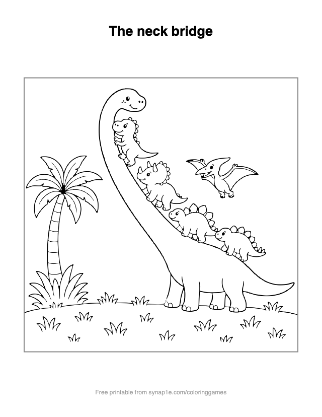 The neck bridge — free printable dinosaurs coloring page