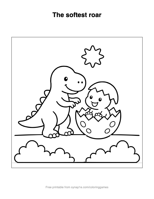 The softest roar — free printable dinosaurs coloring page