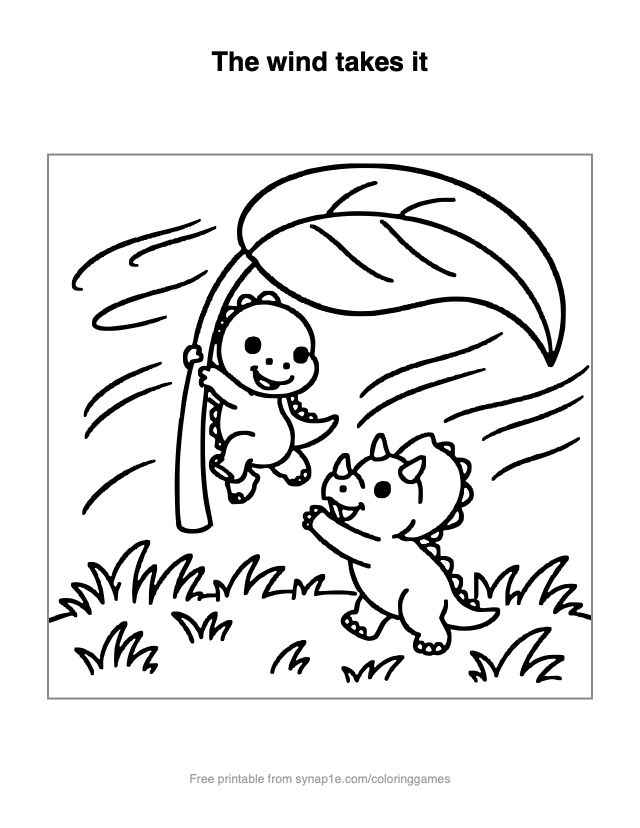 The wind takes it — free printable dinosaurs coloring page