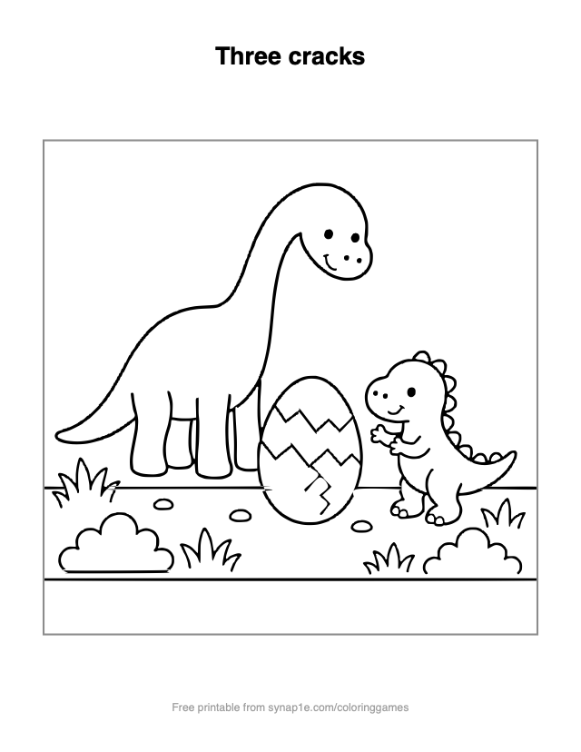 Three cracks — free printable dinosaurs coloring page