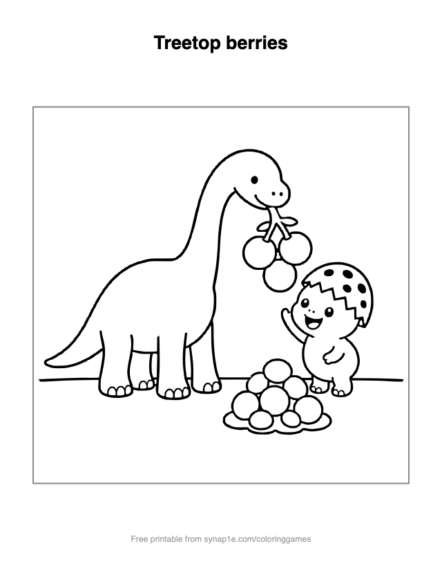 Treetop berries — free printable dinosaurs coloring page