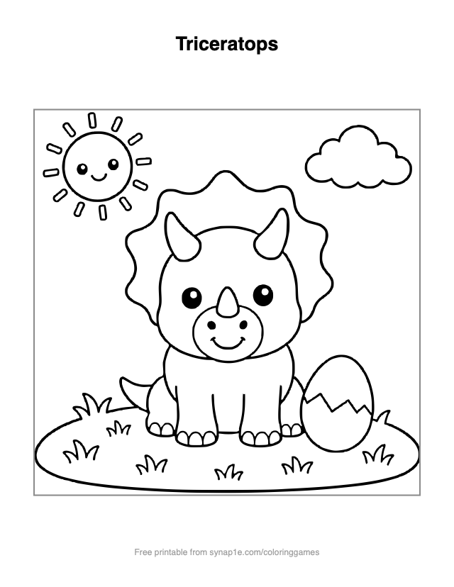 Triceratops — free printable dinosaurs coloring page