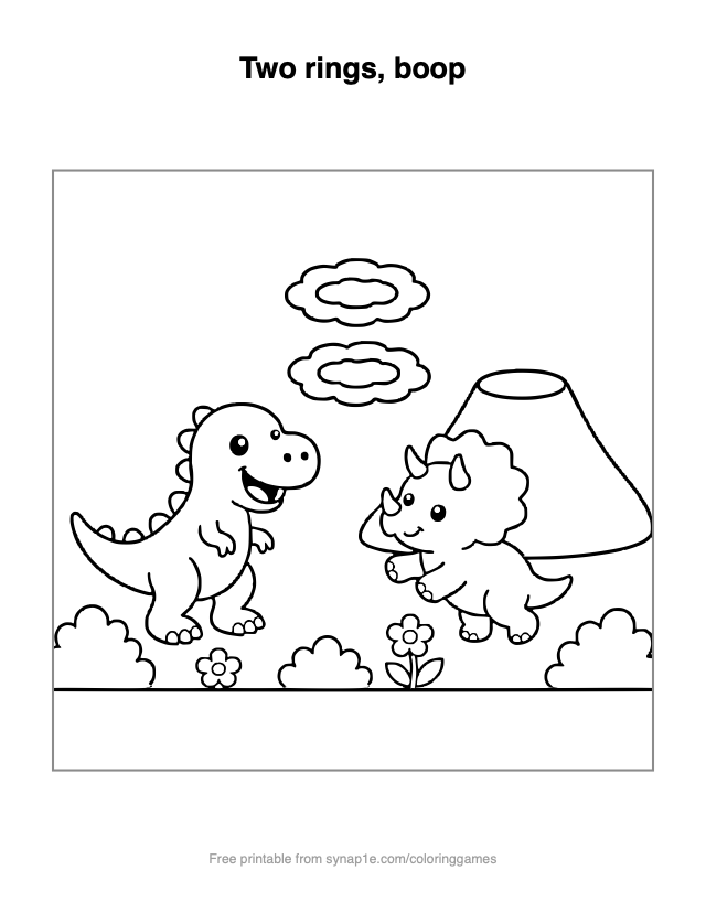 Two rings, boop — free printable dinosaurs coloring page