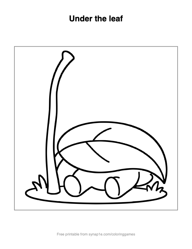 Under the leaf — free printable dinosaurs coloring page