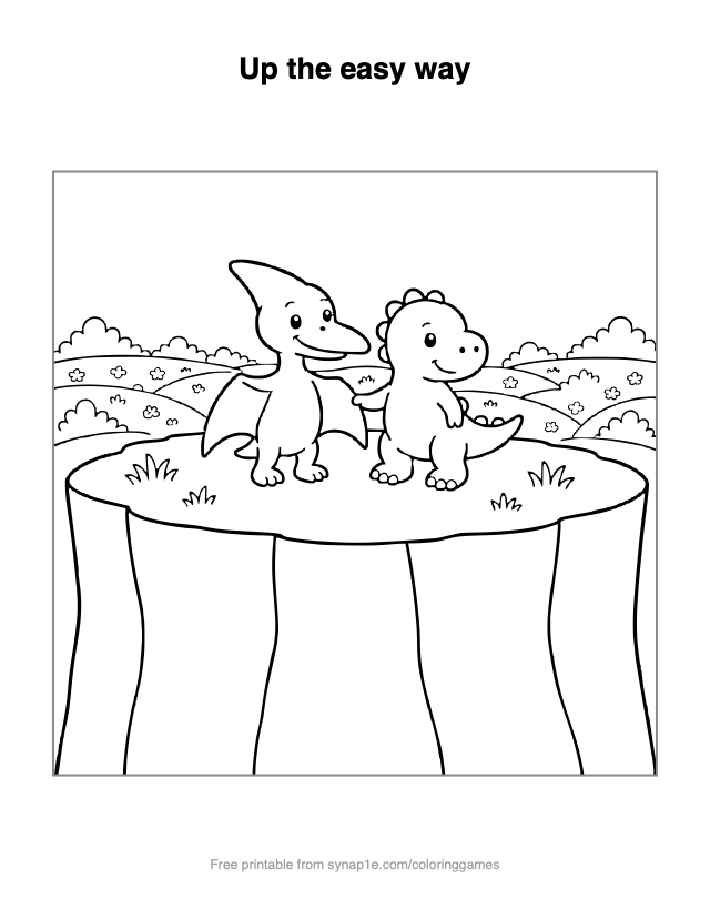 Up the easy way — free printable dinosaurs coloring page