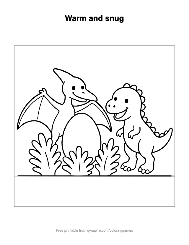 Warm and snug — free printable dinosaurs coloring page