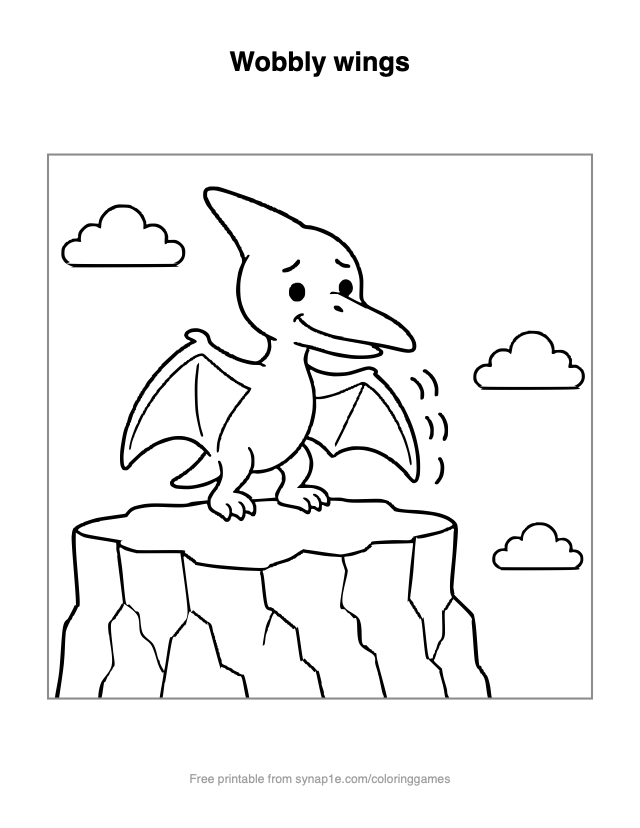 Wobbly wings — free printable dinosaurs coloring page