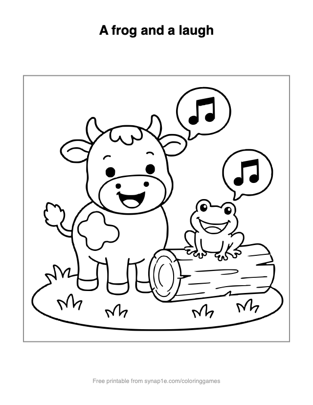 A frog and a laugh — free printable farm coloring page