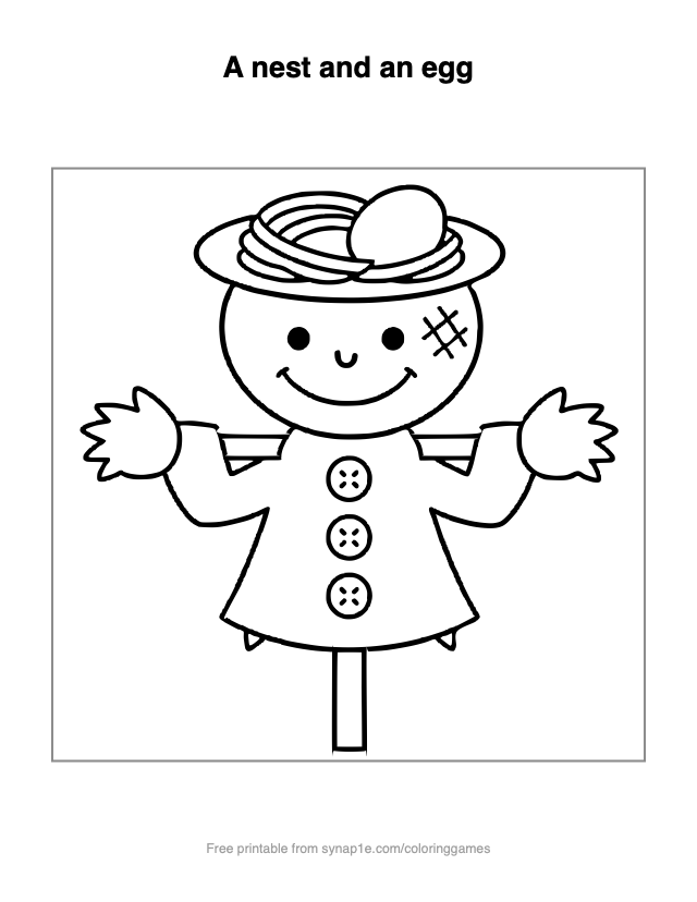 A nest and an egg — free printable farm coloring page