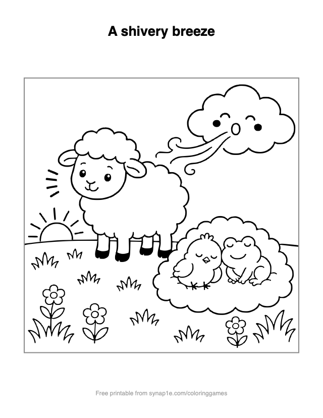 A shivery breeze — free printable farm coloring page