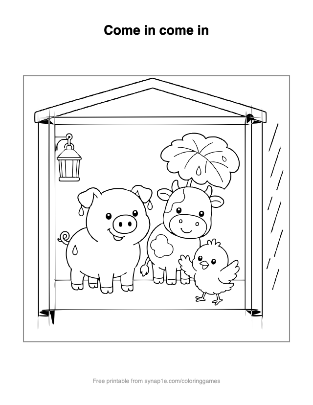 Come in come in — free printable farm coloring page