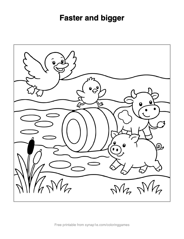 Faster and bigger — free printable farm coloring page