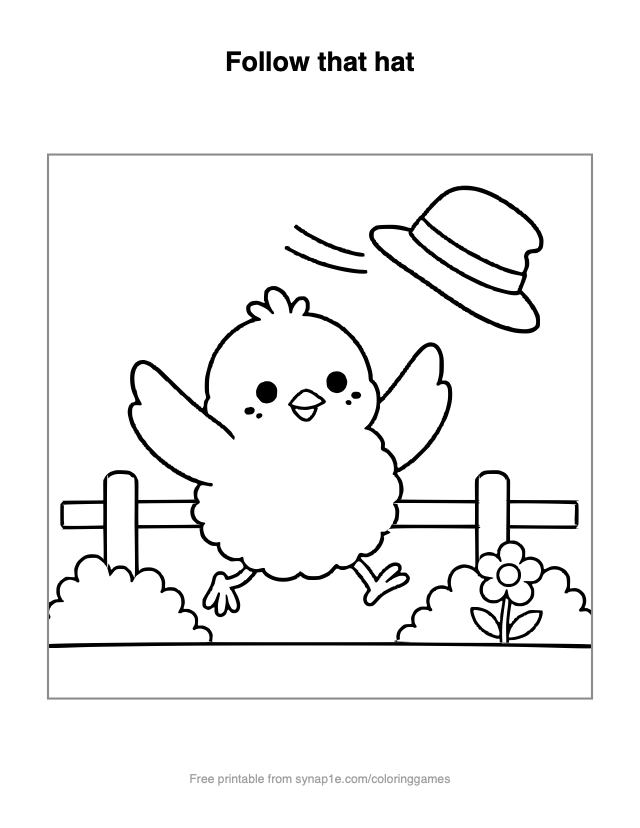Follow that hat — free printable farm coloring page
