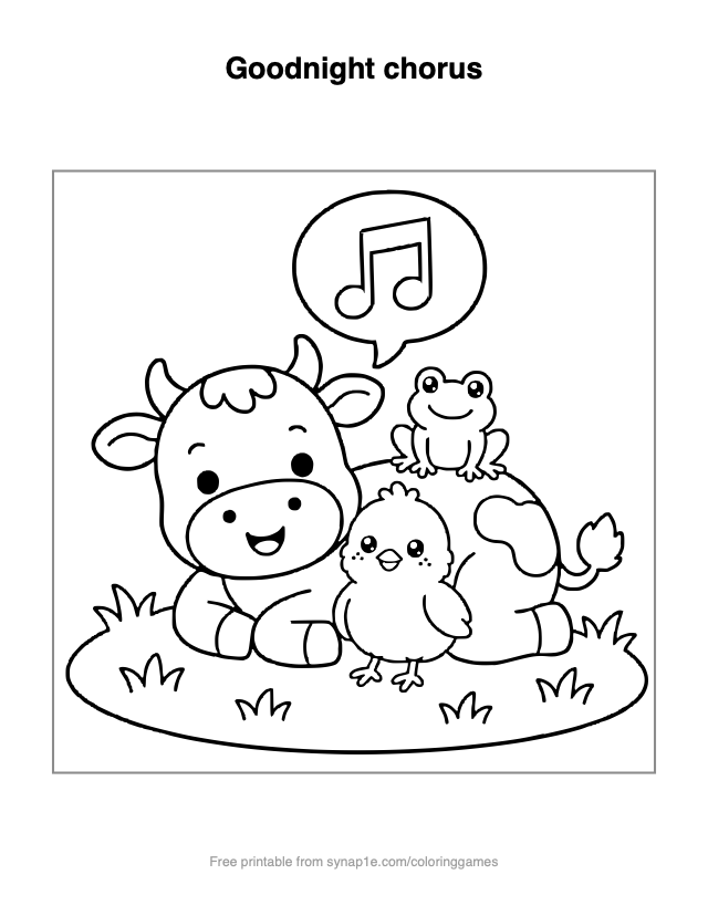 Goodnight chorus — free printable farm coloring page