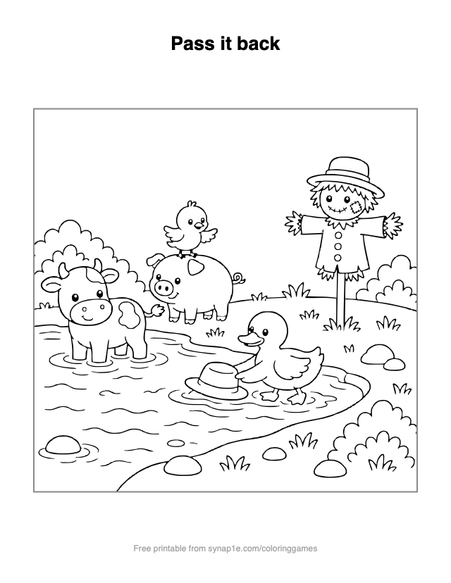 Pass it back — free printable farm coloring page