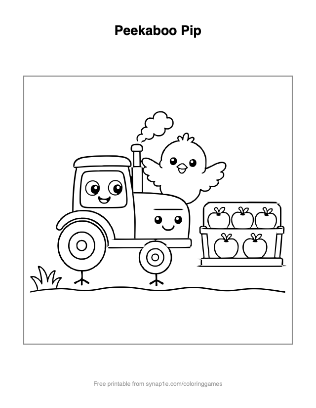 Peekaboo Pip — free printable farm coloring page