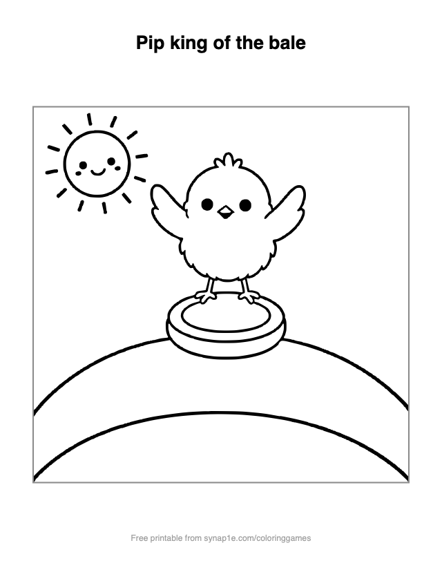 Pip king of the bale — free printable farm coloring page