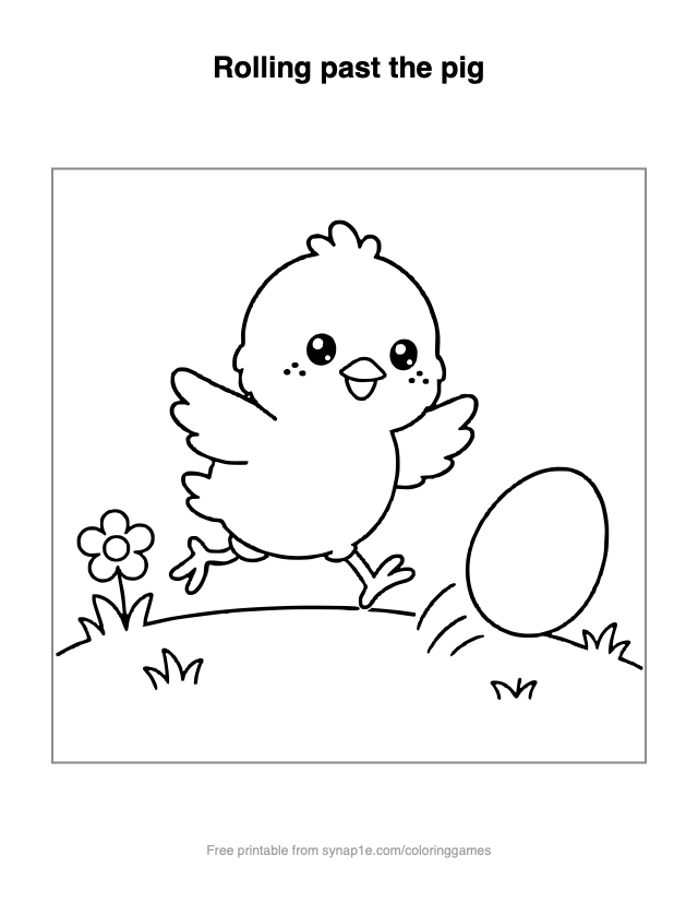 Rolling past the pig — free printable farm coloring page
