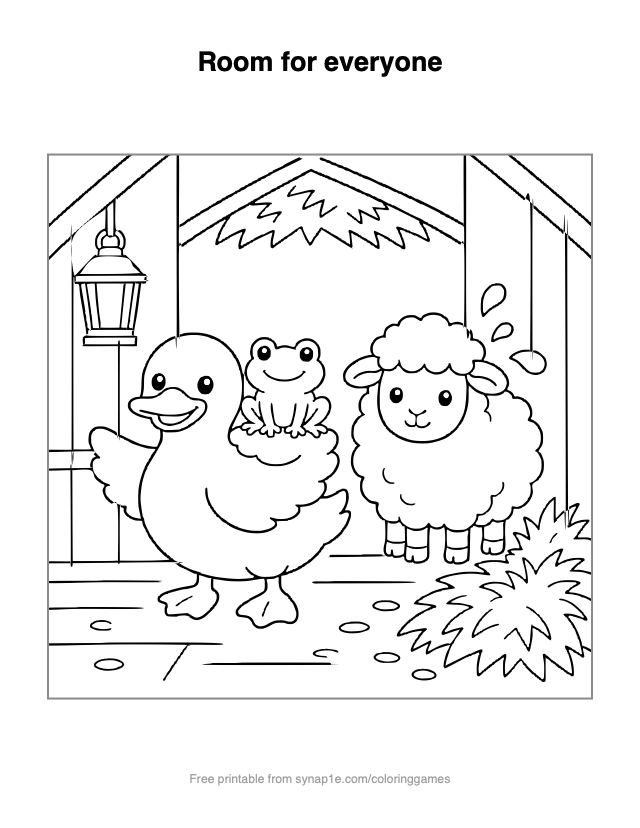 Room for everyone — free printable farm coloring page