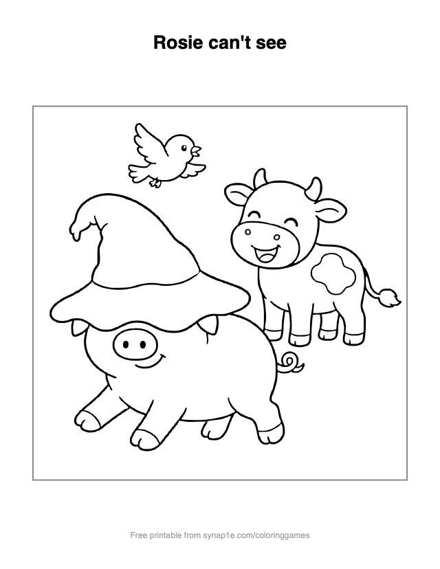 Rosie can't see — free printable farm coloring page