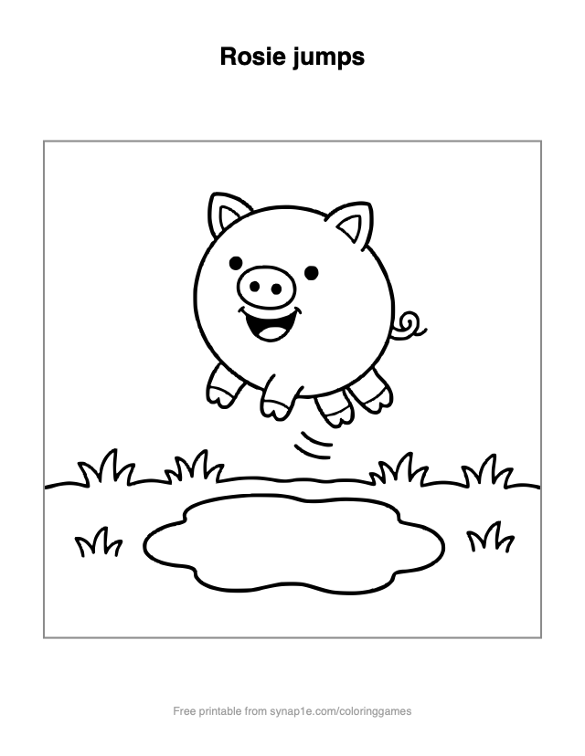 Rosie jumps — free printable farm coloring page