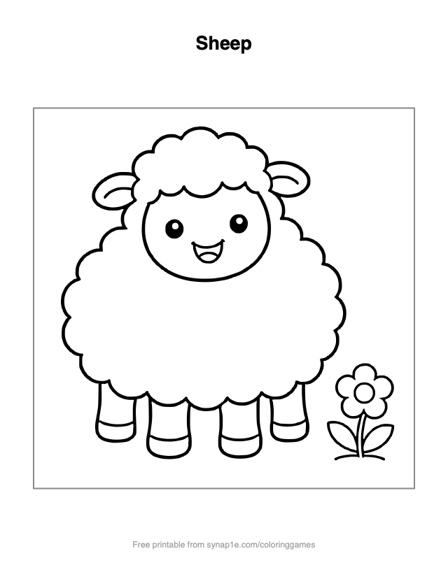 Sheep — free printable farm coloring page