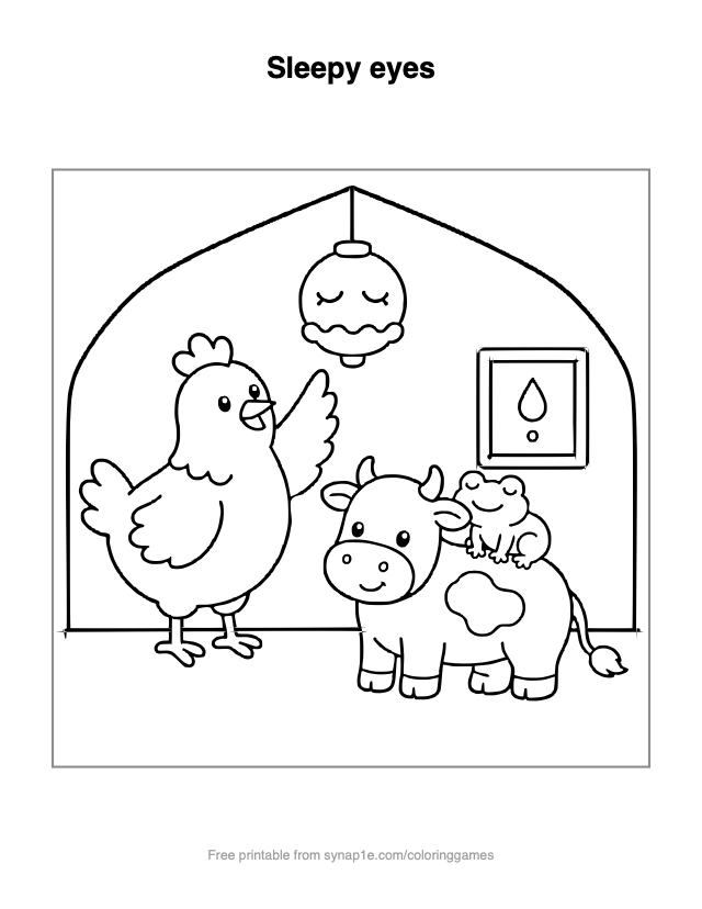 Sleepy eyes — free printable farm coloring page