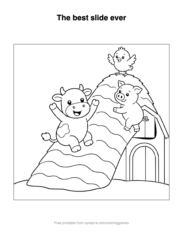The best slide ever — free printable farm coloring page