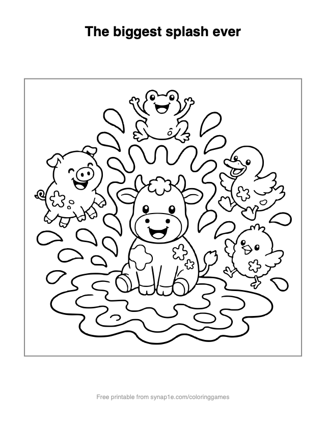 The biggest splash ever — free printable farm coloring page