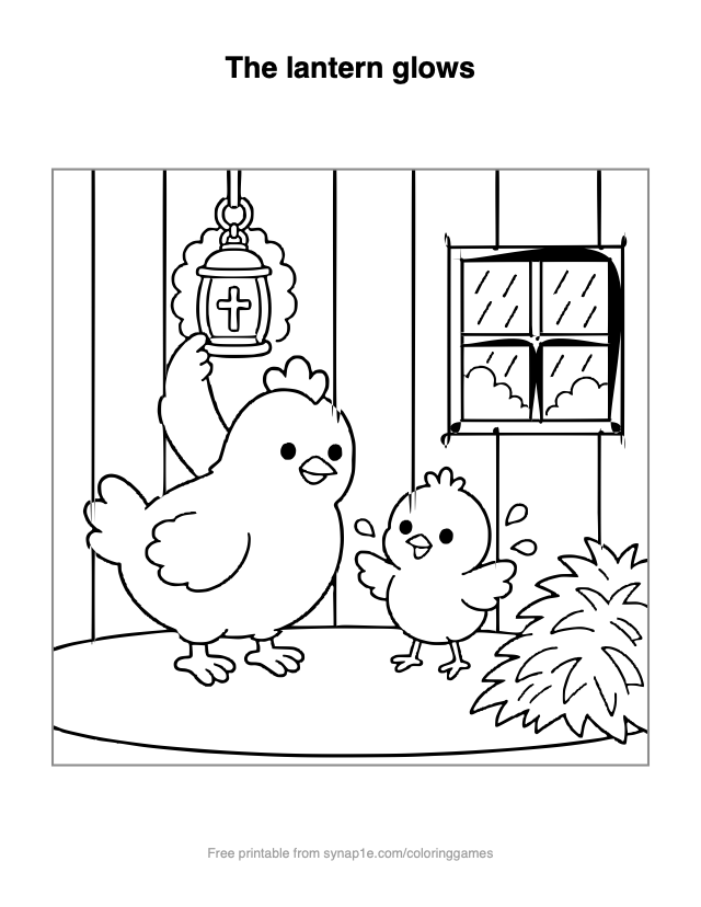The lantern glows — free printable farm coloring page