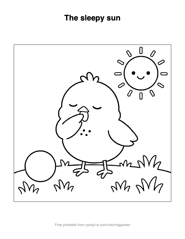 The sleepy sun — free printable farm coloring page